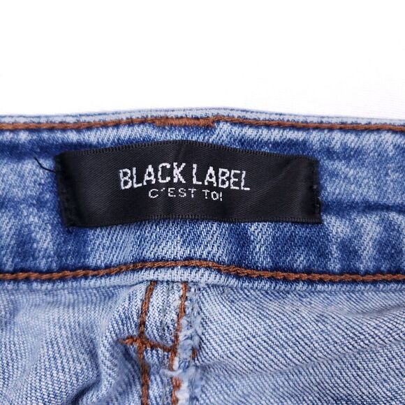 Black Label C'Est To! Jeans Womens 26x23 Size 1 Blue Distressed Cuffed Hem - Picture 3 of 11